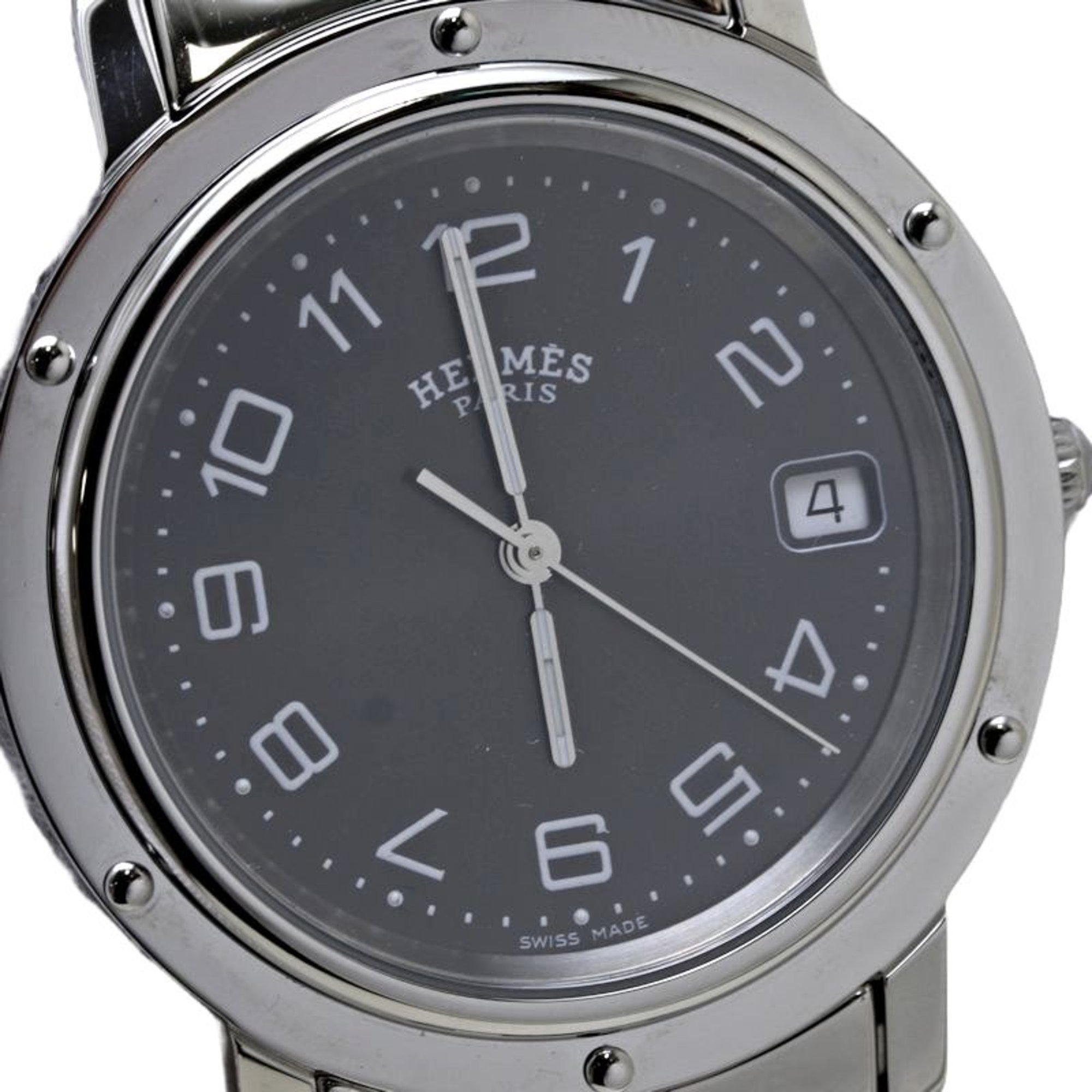HERMES Clipper CL6.710.230 3754 Old Buckle Stainless Steel Men's 130098 Watch