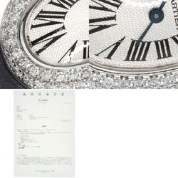 Cartier WB511031 Baignoire Bezel Diamond Manufacturer Complete Wristwatch K18 White Gold Leather Ladies CARTIER