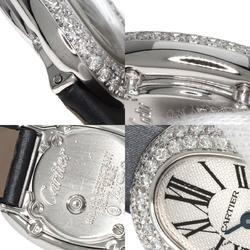 Cartier WB511031 Baignoire Bezel Diamond Manufacturer Complete Wristwatch K18 White Gold Leather Ladies CARTIER
