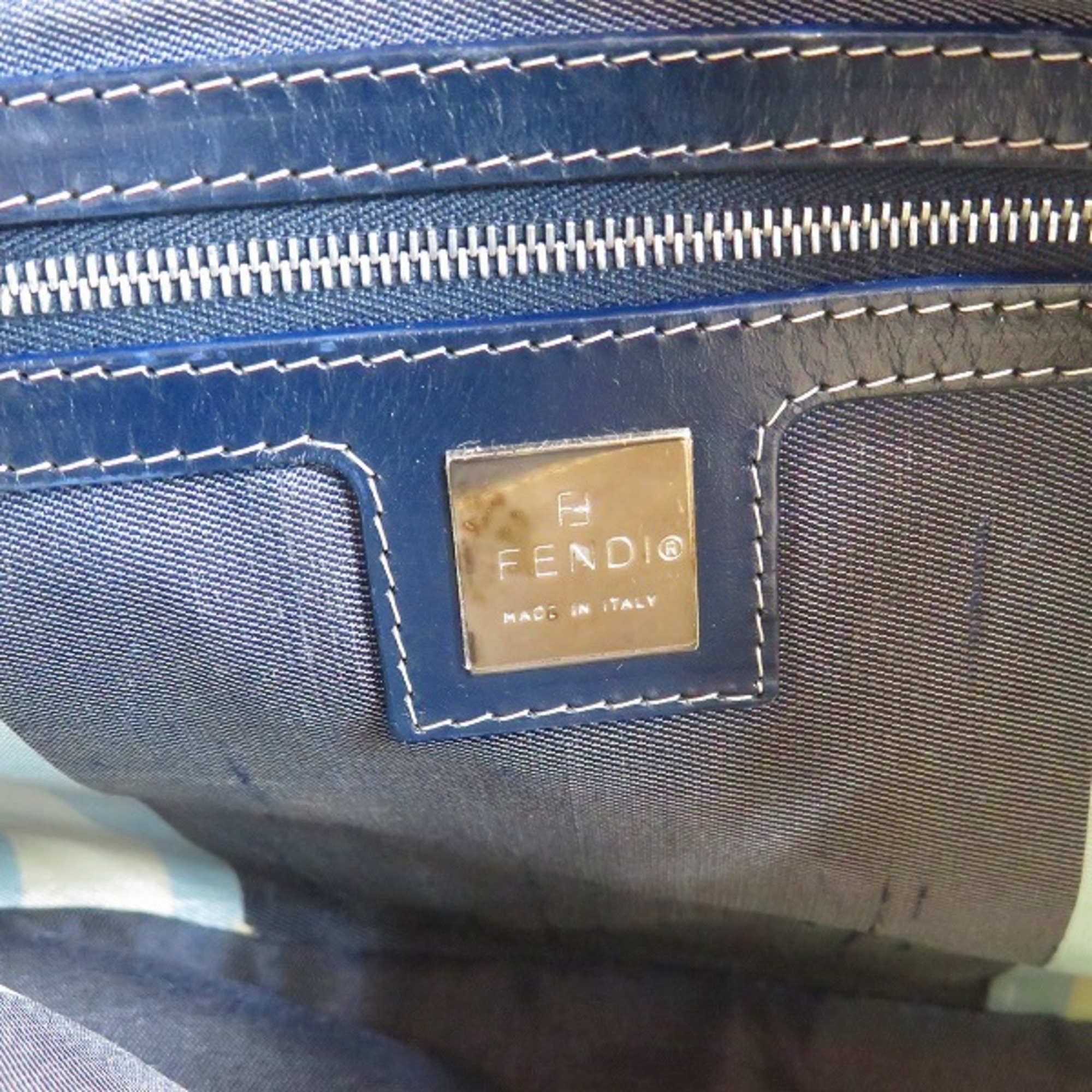 FENDI Mamma Bucket Navy Marble Hardware Denim Bag Shoulder Handbag Ladies
