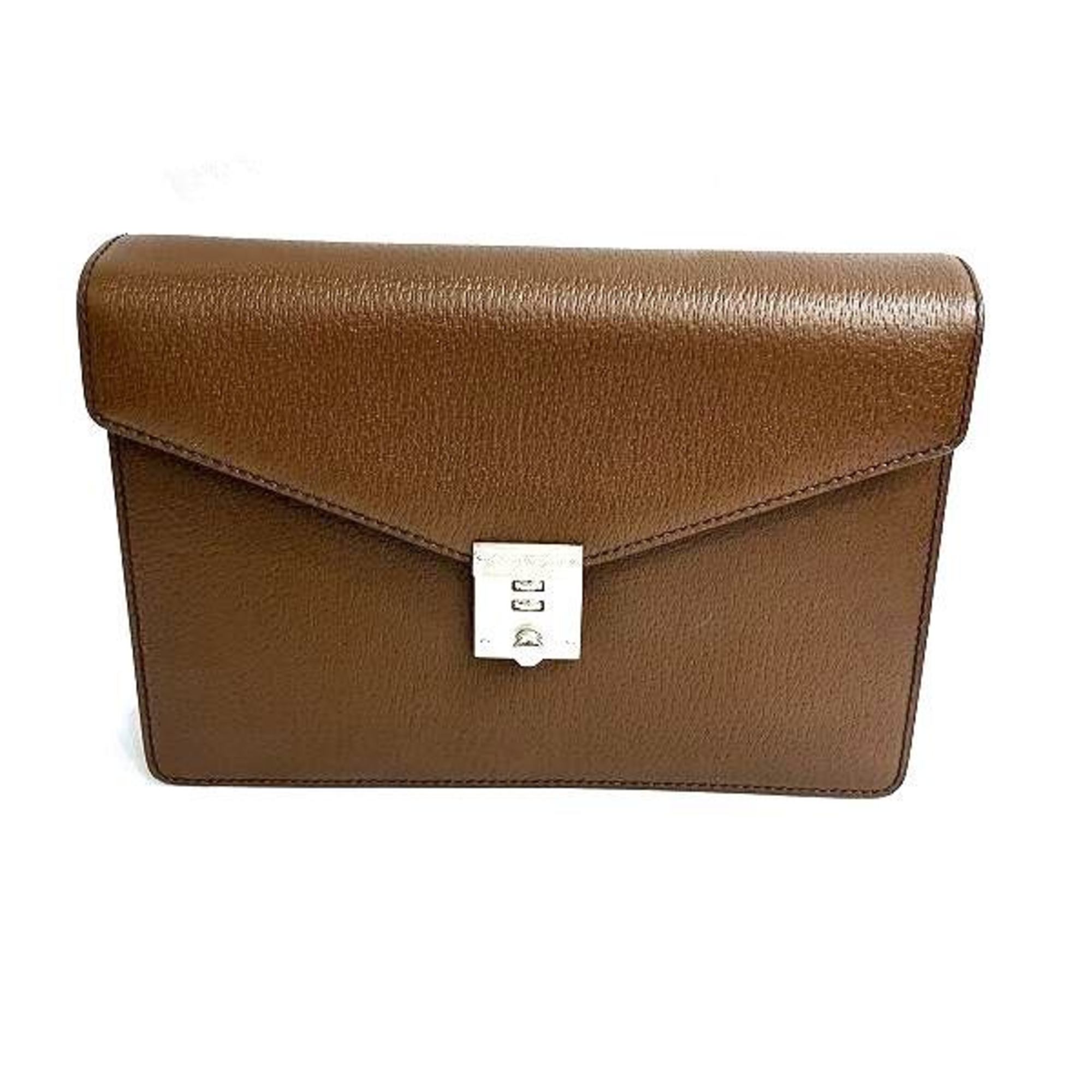 Salvatore Ferragamo Ferragamo EO-245535 Brown Leather Bag Clutch Men's