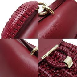 Salvatore Ferragamo Handbag Shoulder Bag Gancini Leather/Satin Burgundy Gold Women's