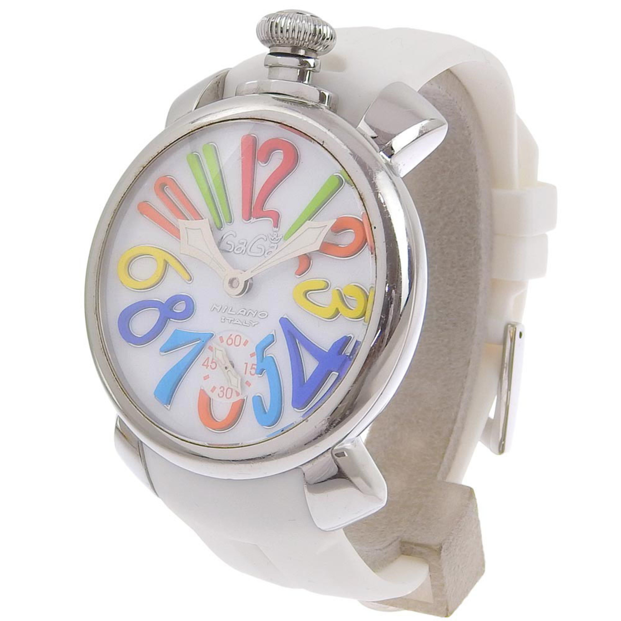 Gaga Milano Manuale 48 Watch Stainless Steel x Rubber Silver Manual Winding White Dial Men's I162823045