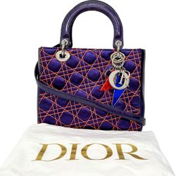 Christian Dior Lady Handbag Anselm Lime Cannage Leather 2way Women's I111624186