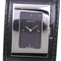 Gucci Bangle Watch 7800L Stainless Steel x Leather Black Quartz Analog Display Dial Women's I100223025