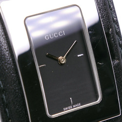 Gucci Bangle Watch 7800L Stainless Steel x Leather Black Quartz Analog Display Dial Women's I100223025