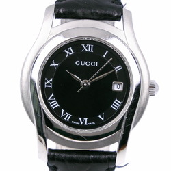 Gucci GUCCI Watch 5500L Stainless Steel x Leather Silver Quartz Analog Display Black Dial Women's I210123032