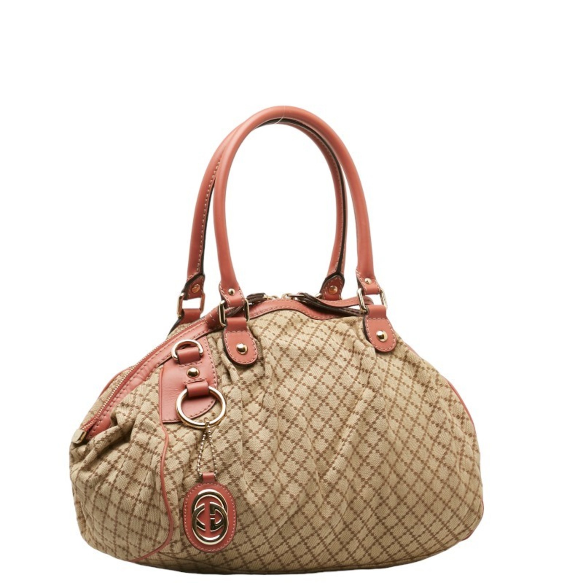 Gucci Diamante Sookie Handbag Shoulder Bag 2WAY 223974 Beige Pink Canvas Leather Ladies GUCCI