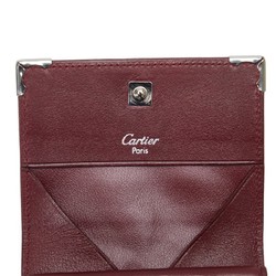 Cartier Mustline Coin Case Wine Red Leather Ladies CARTIER