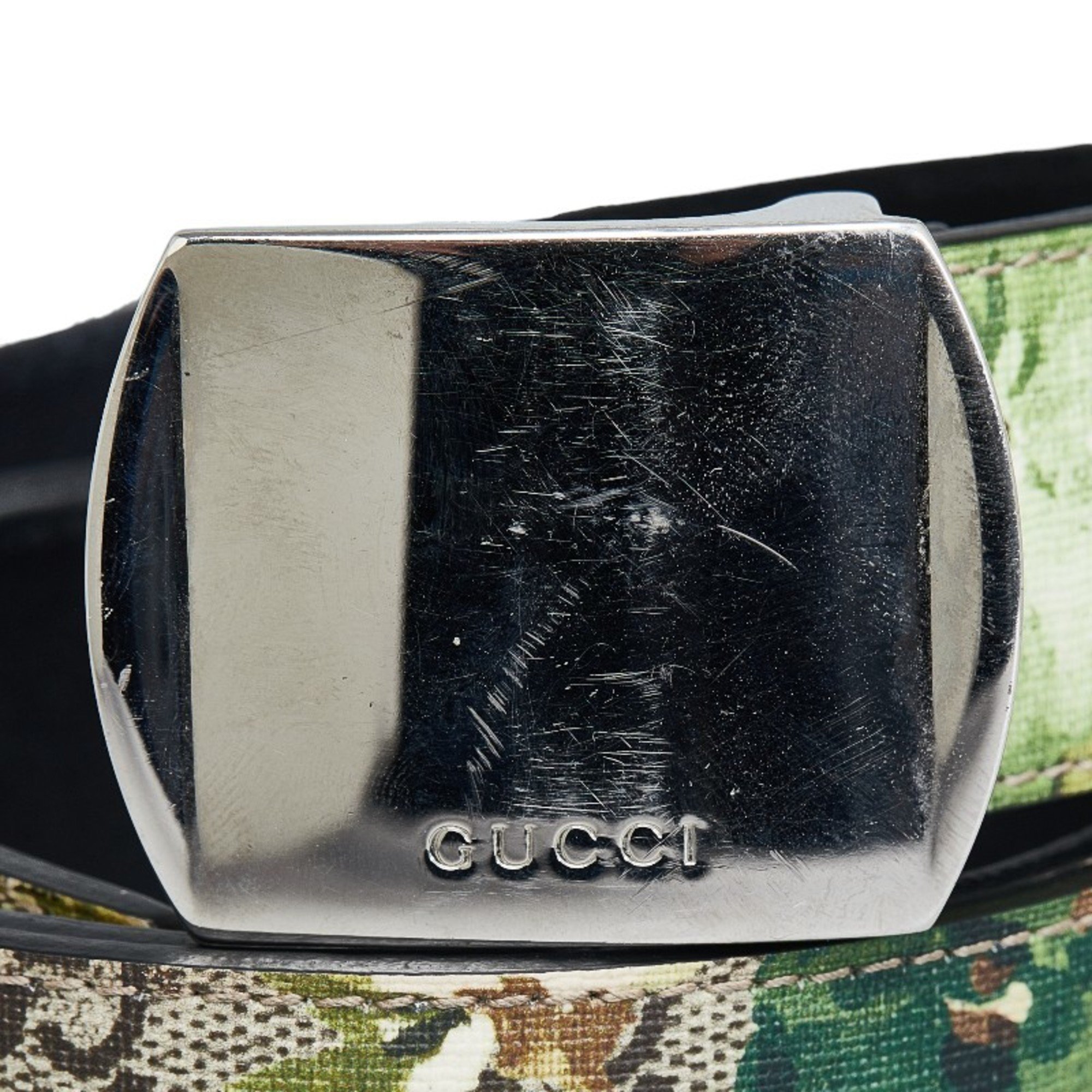 Gucci GG Blooms Flower Belt 546375 Beige Green PVC Leather Women's GUCCI