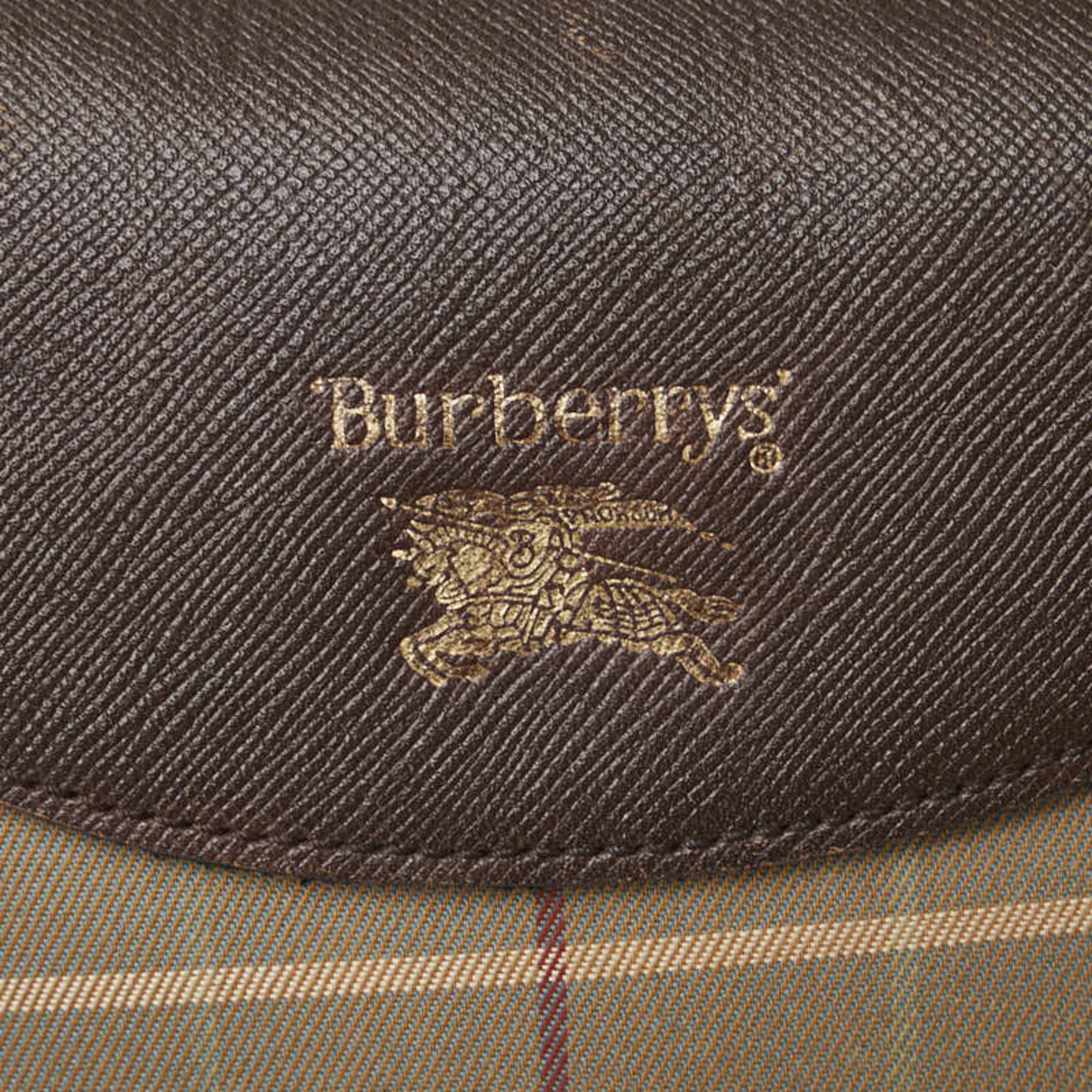 Burberry Check Shoulder Bag Khaki Brown Canvas Leather Women's BURBERRY