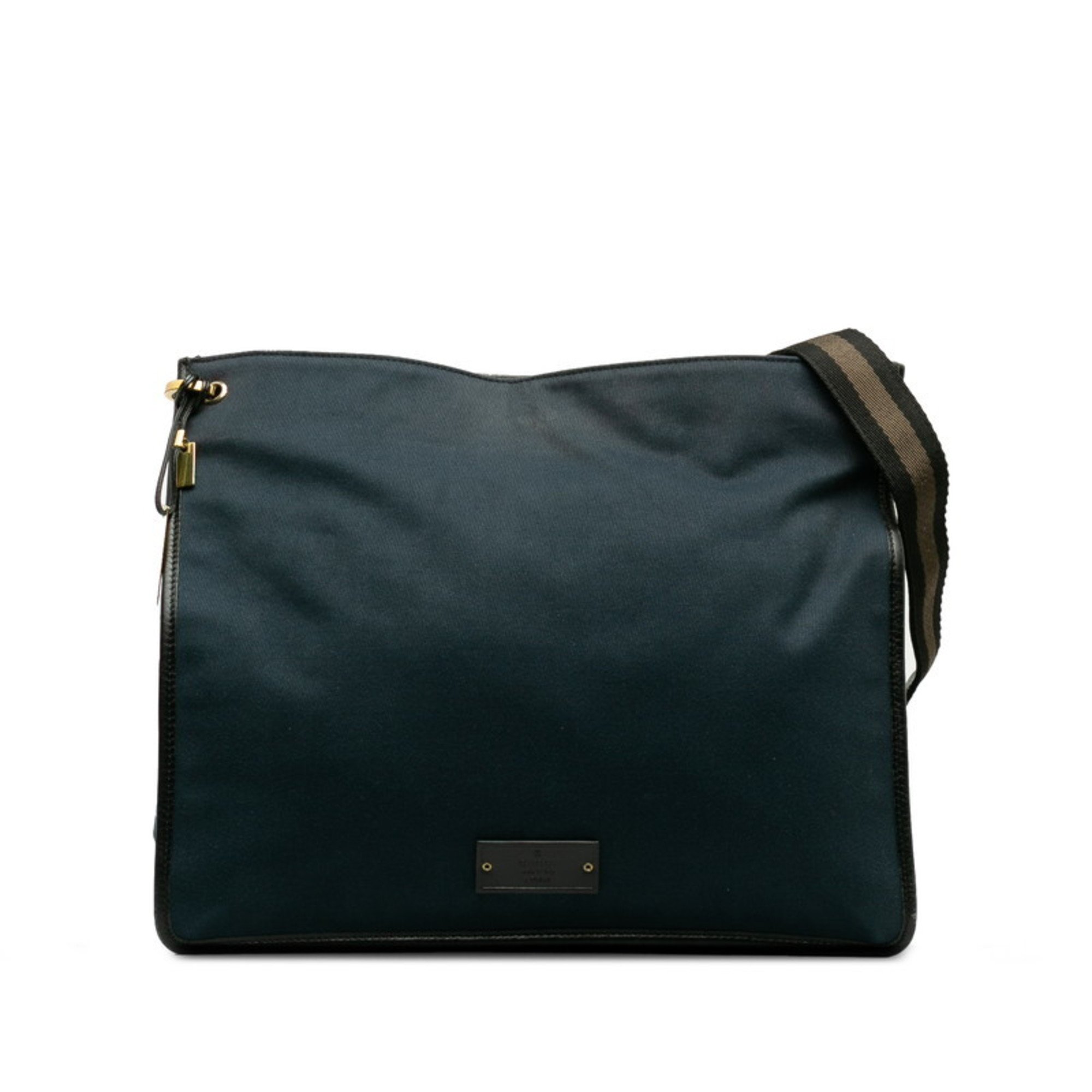 Gucci Shoulder Bag 90656 Navy Canvas Leather Women's GUCCI