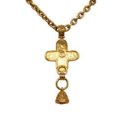 CHANEL Cocomark Cross Bell Necklace Gold Plated Ladies