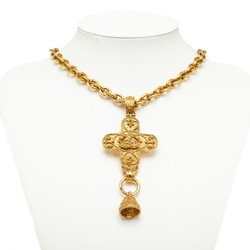 CHANEL Cocomark Cross Bell Necklace Gold Plated Ladies