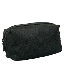 Gucci GG Canvas Pouch 29595 Black Leather Women's GUCCI