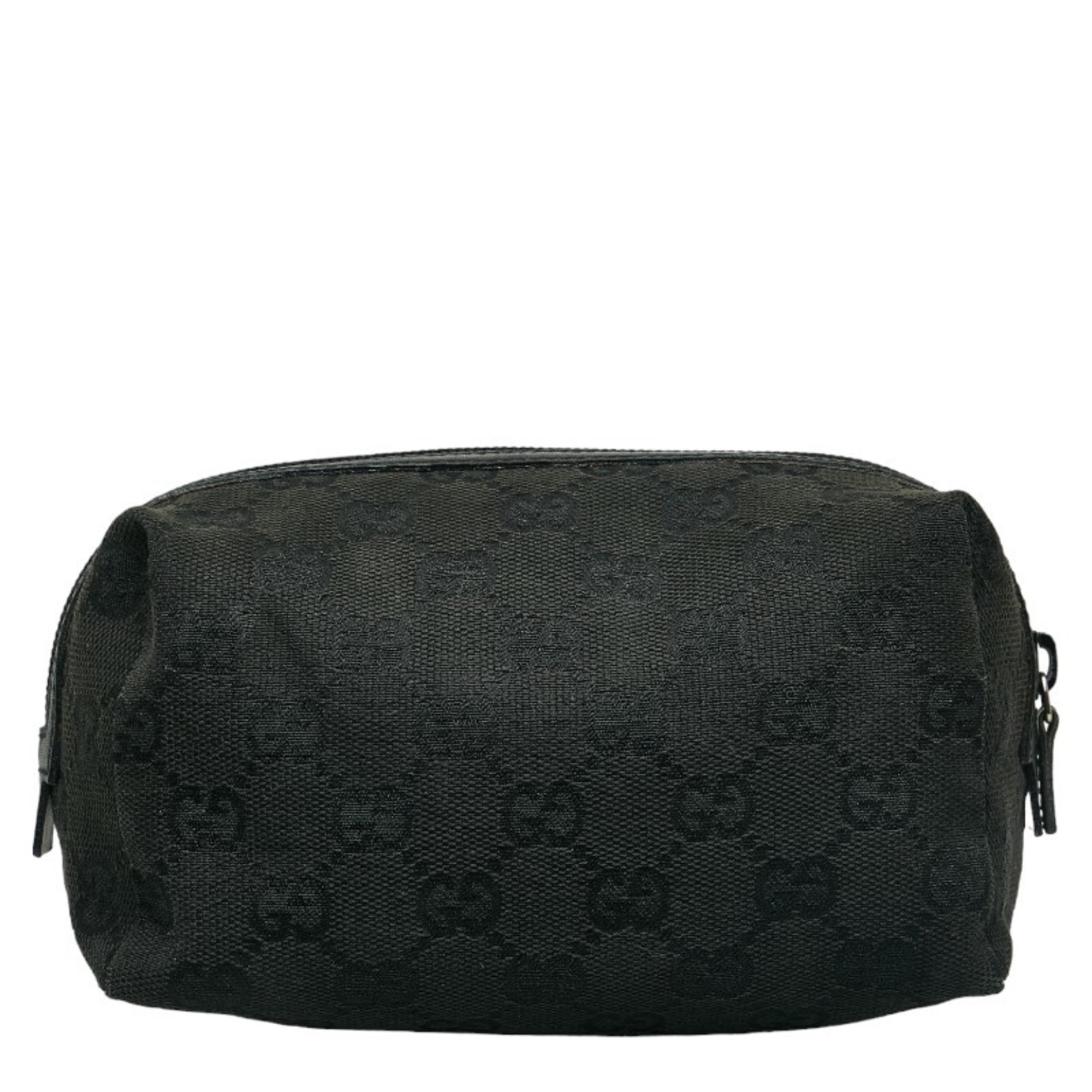 Gucci GG Canvas Pouch 29595 Black Leather Women's GUCCI