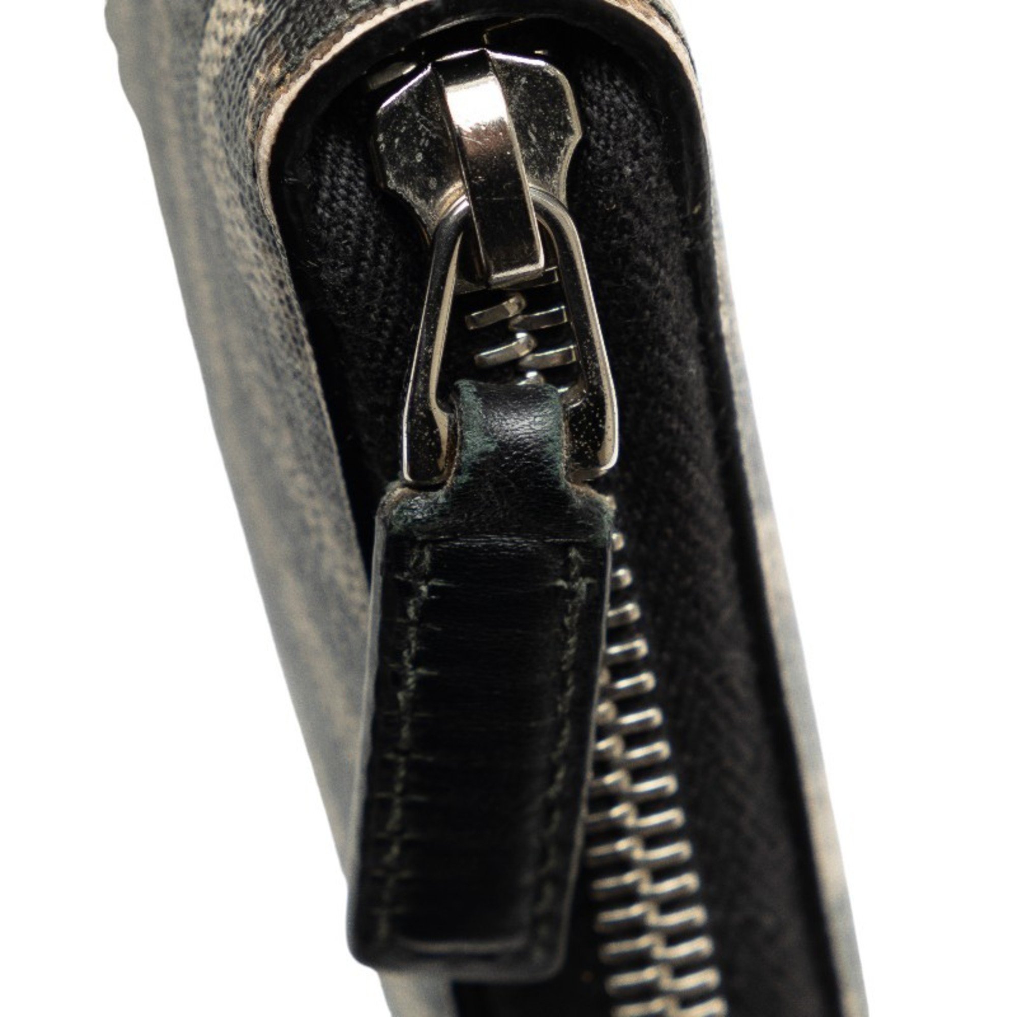 Gucci GG Kaleido Round Long Wallet 411766 Beige Black PVC Leather Women's GUCCI