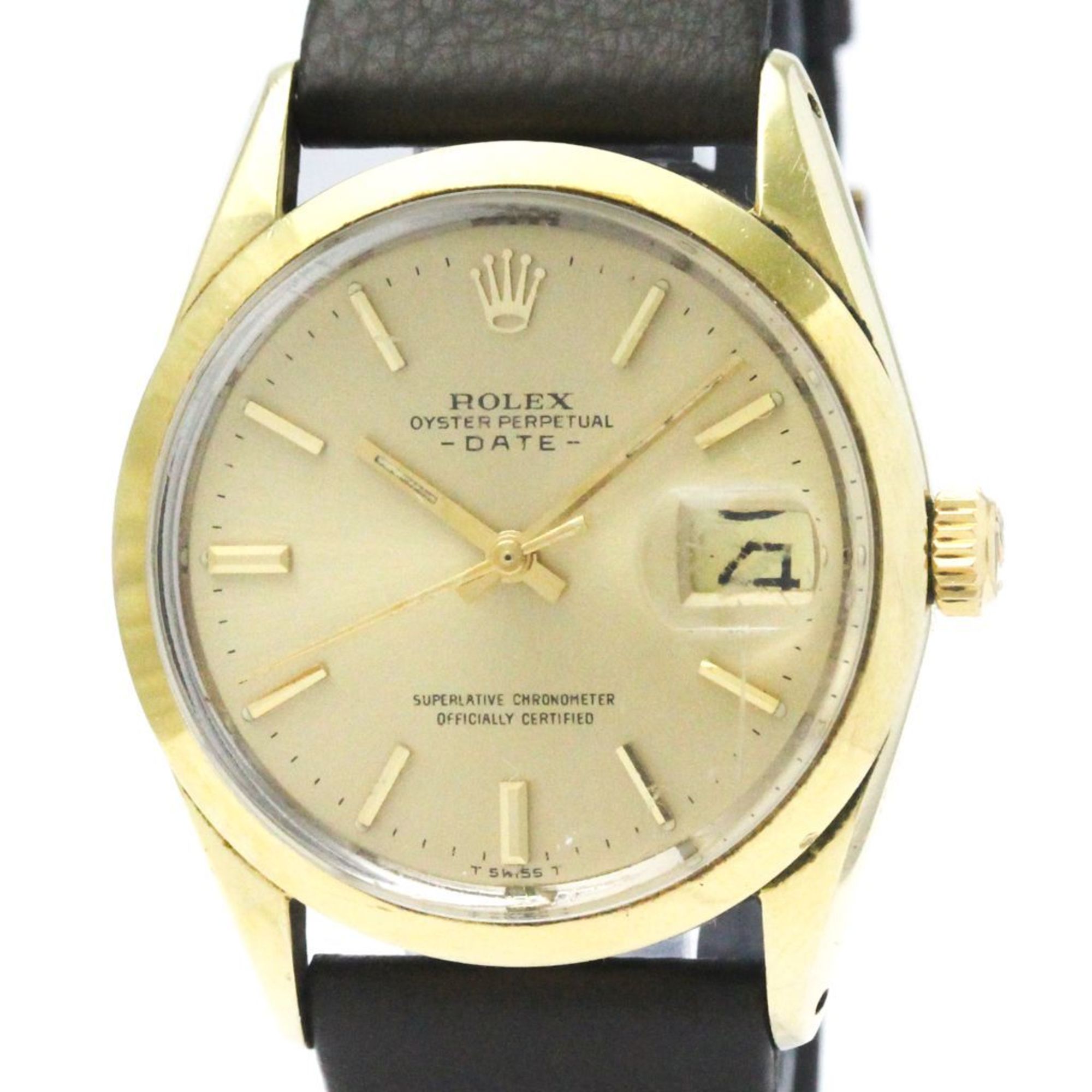 Vintage ROLEX Oyster Perpetual Date 1550 Gold Plated Automatic Watch BF568946