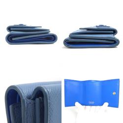 PRADA Tri-fold wallet, leather, light blue, for women