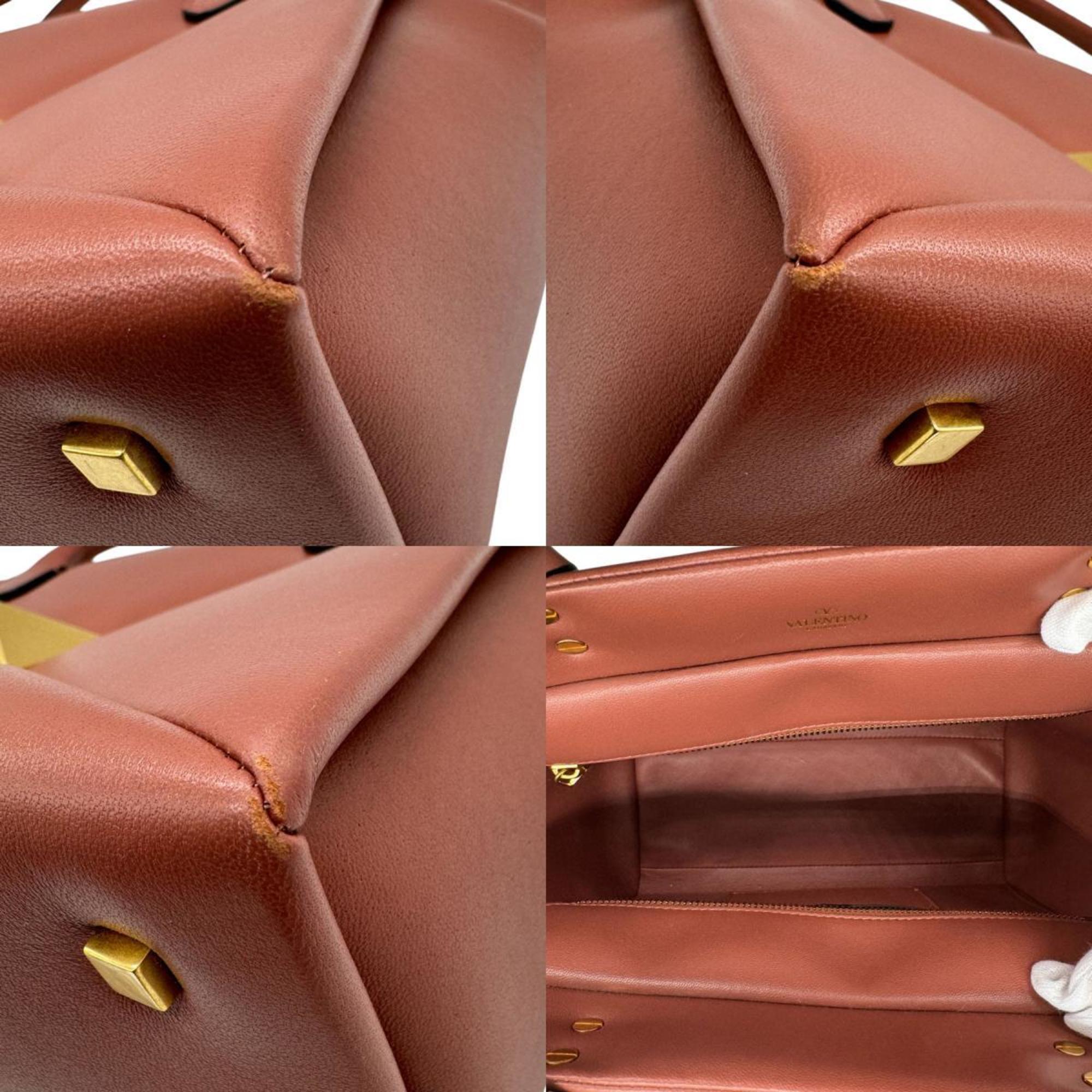 Valentino Garavani Handbag Shoulder Bag One Stud Leather/Metal Gingerbread Gold Women's