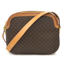 CELINE Shoulder Bag Macadam PVC/Leather Brown Gold Women's
