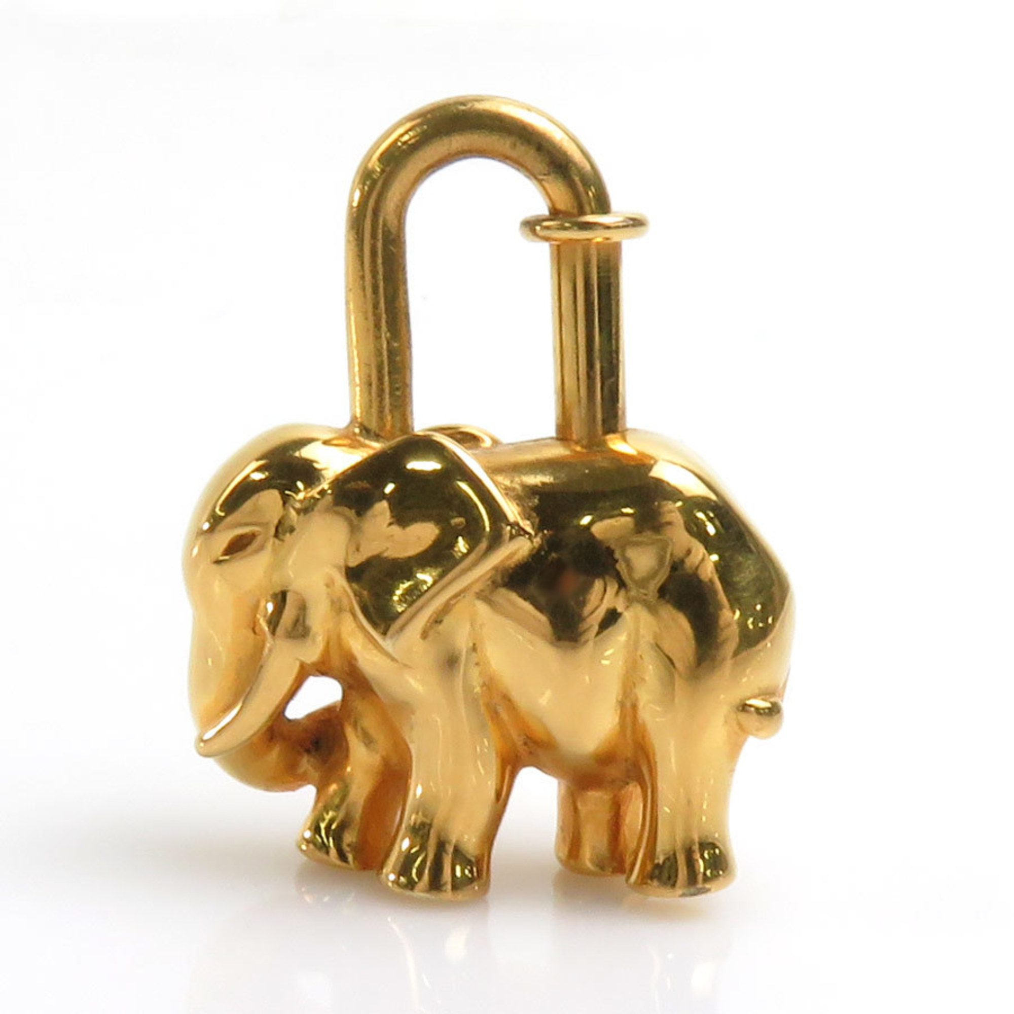 Hermes Padlock Animal Motif Elephant Metal Gold Unisex