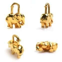Hermes Padlock Animal Motif Elephant Metal Gold Unisex
