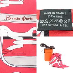 HERMES Scarf Muffler Twilly Silk Red/Light Pink/Black Ladies