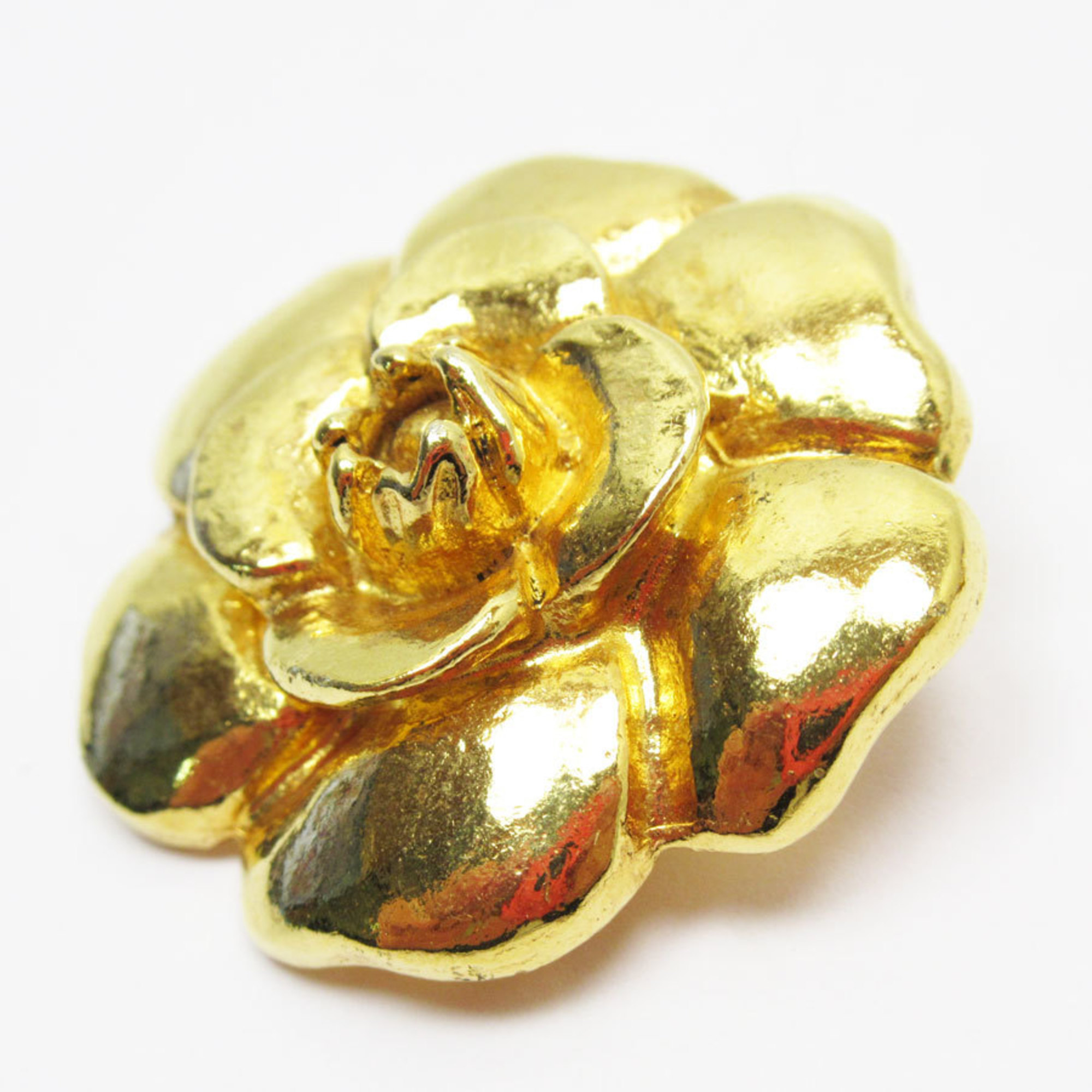 CHANEL Camellia Metal Gold Earrings for Women