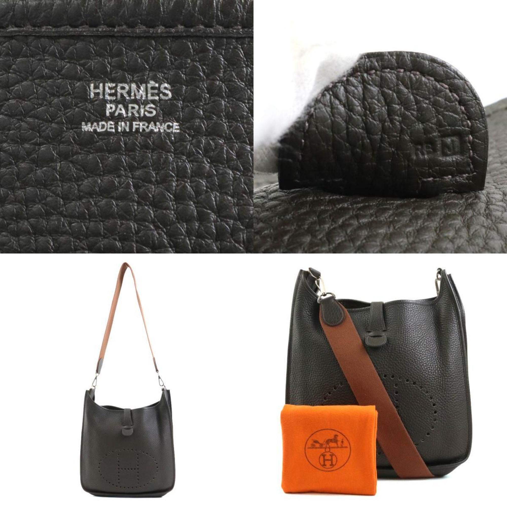 Hermes HERMES Shoulder Bag Evelyn 2GM Leather Dark Gray Brown Unisex