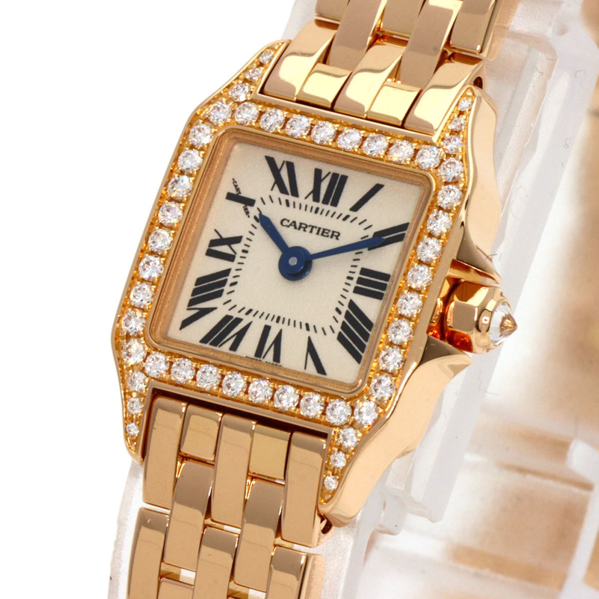 Cartier WF9011Z8 Santos de Watch, 18K Pink Gold, Diamond, Women's, CARTIER