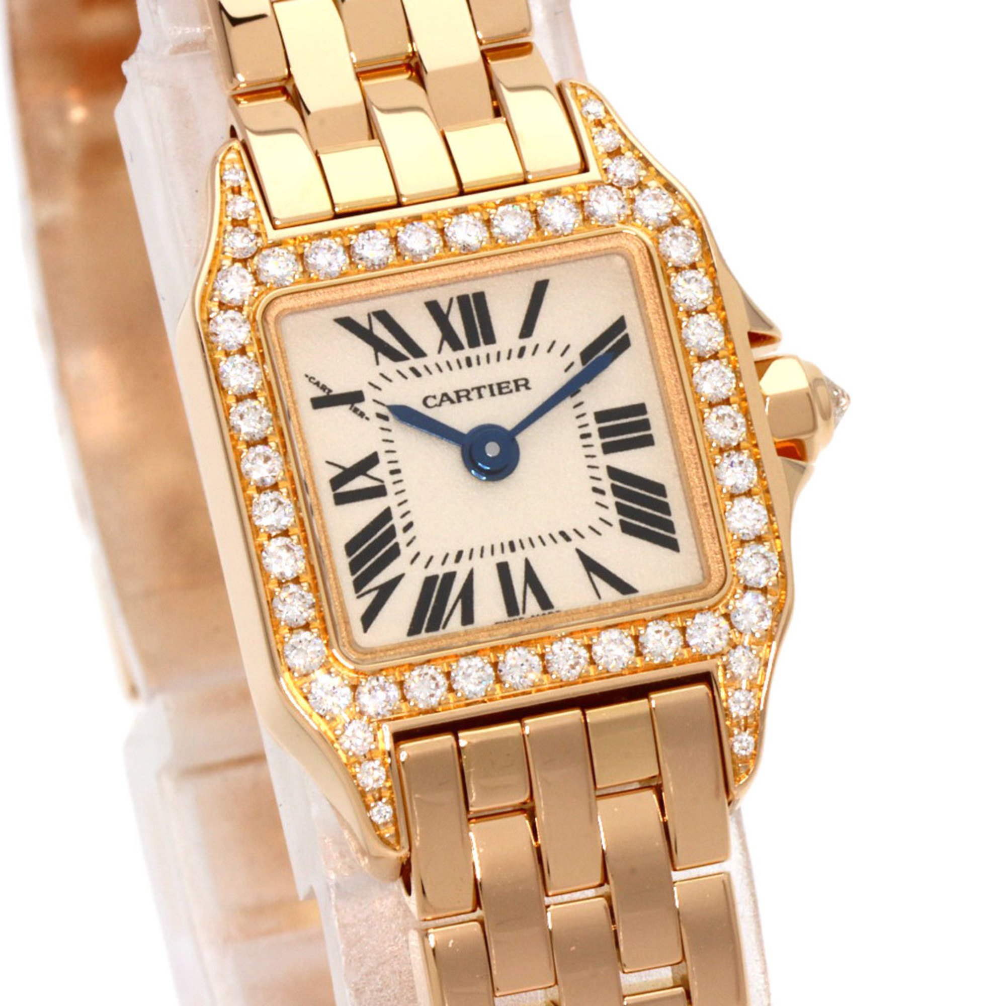 Cartier WF9011Z8 Santos de Watch, 18K Pink Gold, Diamond, Women's, CARTIER