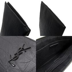 Saint Laurent SAINT LAURENT clutch bag embossed leather black ladies