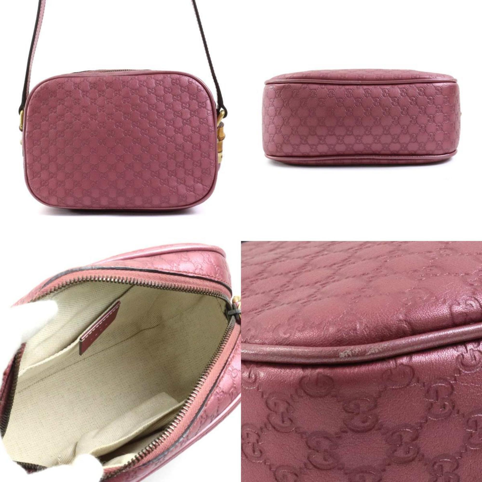 GUCCI Shoulder Bag Guccisima Leather Metallic Pink Women's 309538