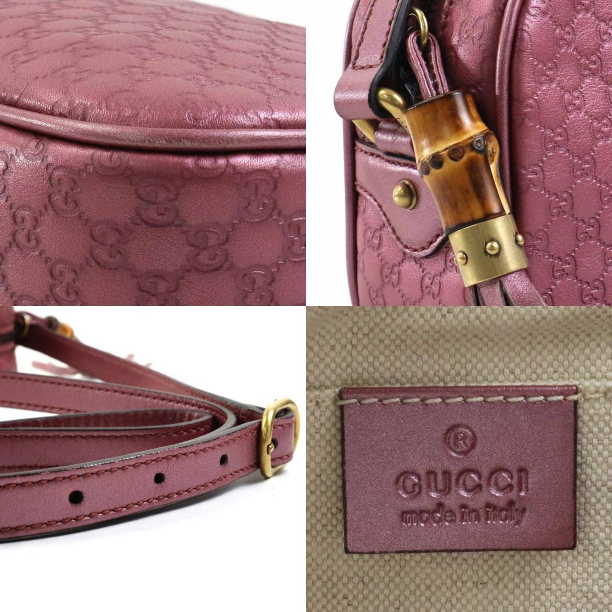 GUCCI Shoulder Bag Guccisima Leather Metallic Pink Women's 309538