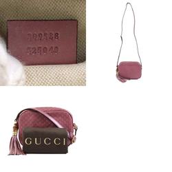 GUCCI Shoulder Bag Guccisima Leather Metallic Pink Women's 309538