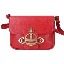 Vivienne Westwood Orb Leather Flap Shoulder Bag Red Women's