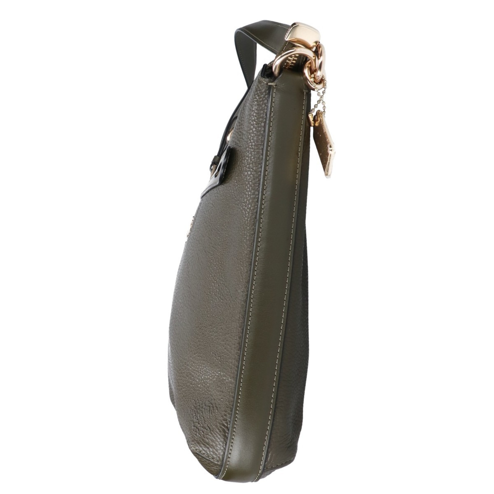 COACH 34823 Leather Square Shoulder Bag Khaki Ladies