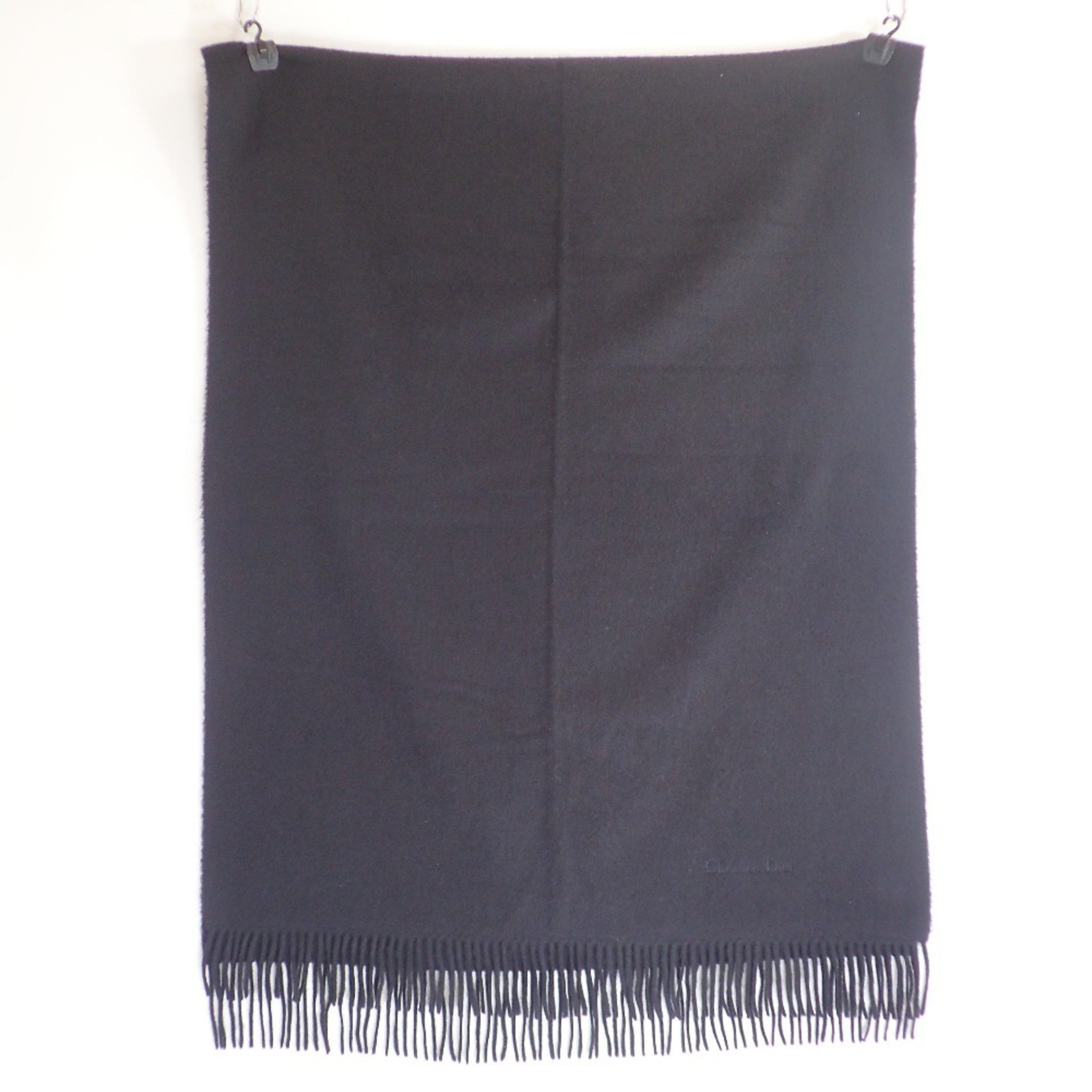 Christian Dior Embroidered Cashmere Scarf Black Women's