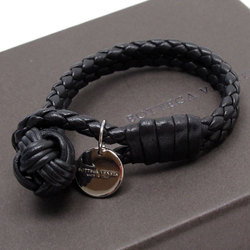 BOTTEGA VENETA Bracelet Intrecciato Leather/Silver 925 Black/Silver Unisex