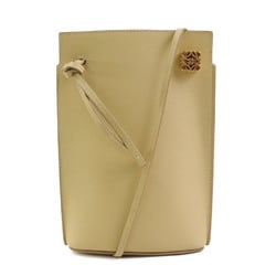 LOEWE Shoulder Bag Pochette Dice Pocket Leather Cream Ladies