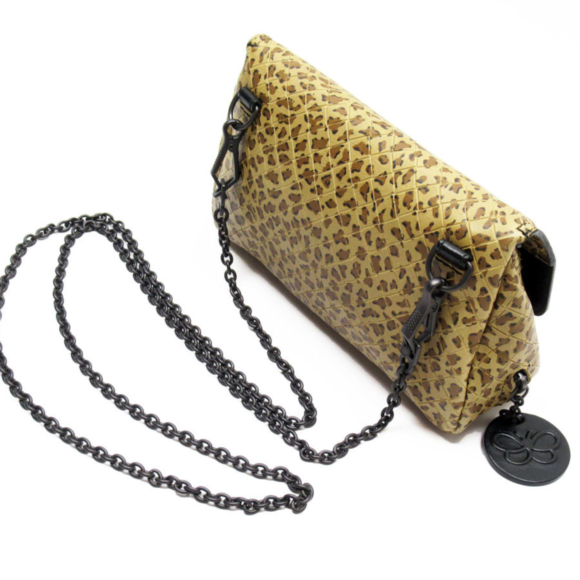 BOTTEGA VENETA Shoulder Bag Leopard Leather/Metal Beige/Brown Ladies