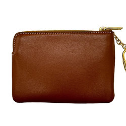 CELINE Triomphe Coin Case, Leather, Brown, Unisex