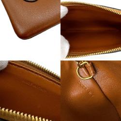 CELINE Triomphe Coin Case, Leather, Brown, Unisex