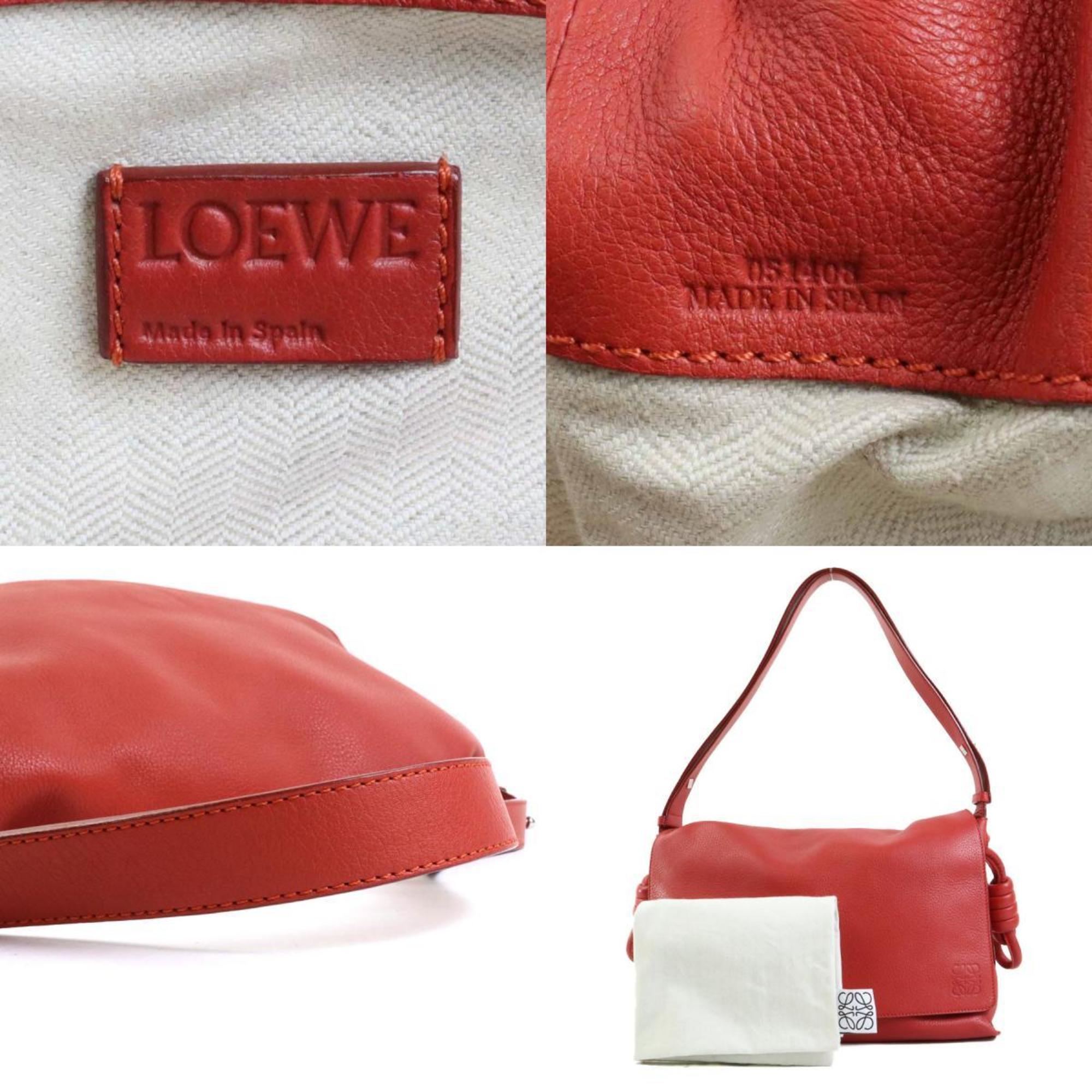 LOEWE Shoulder Bag Leather Orange Red Women's