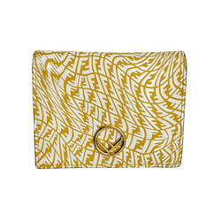 FENDI Bifold Wallet F Is Leather/Patent Leather Yellow/White Ladies