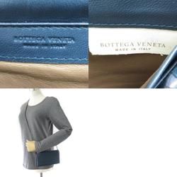 Bottega Veneta BOTTEGA VENETA Wallet Chain Intrecciato Leather/Metal Navy Blue Women's