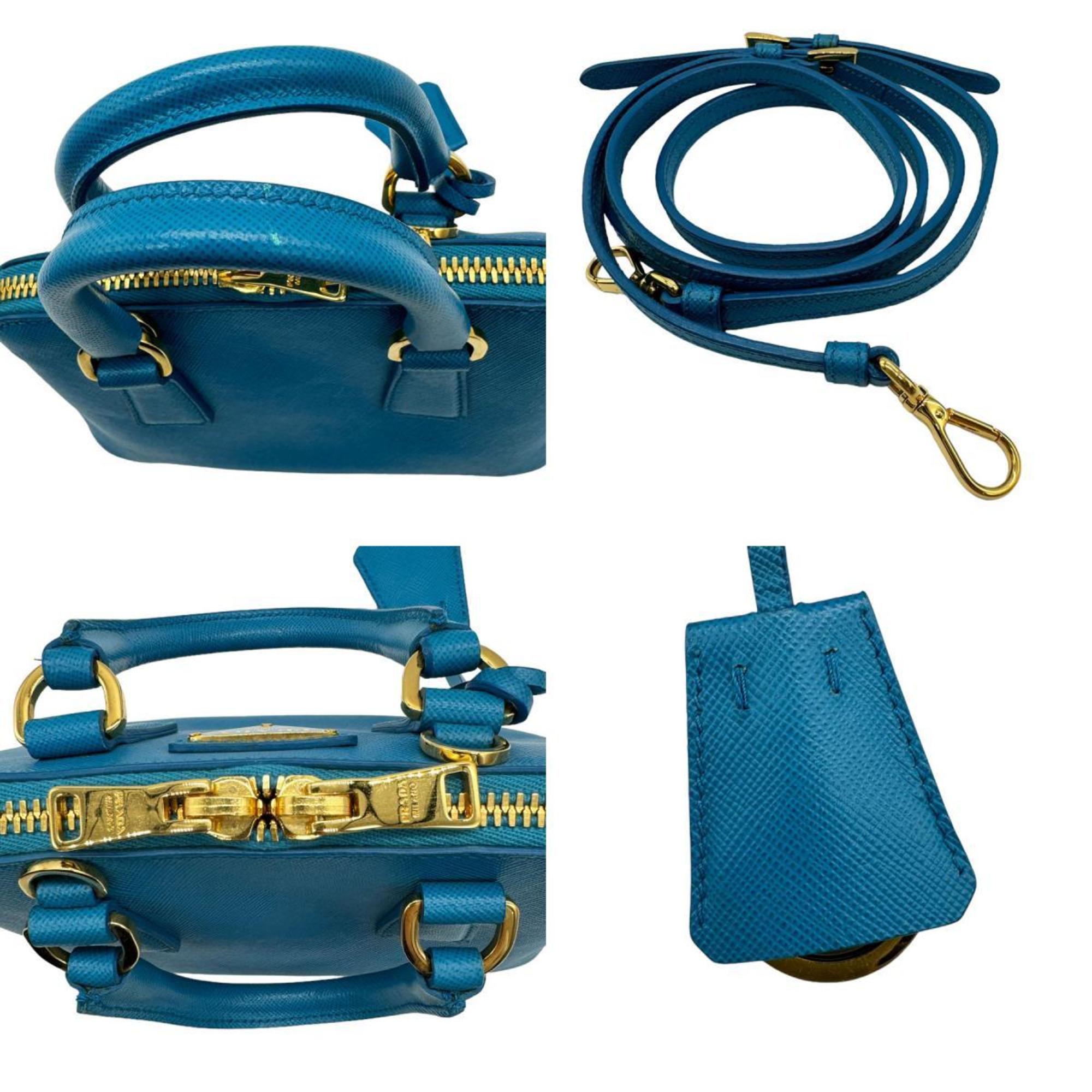 PRADA shoulder bag handbag leather blue ladies