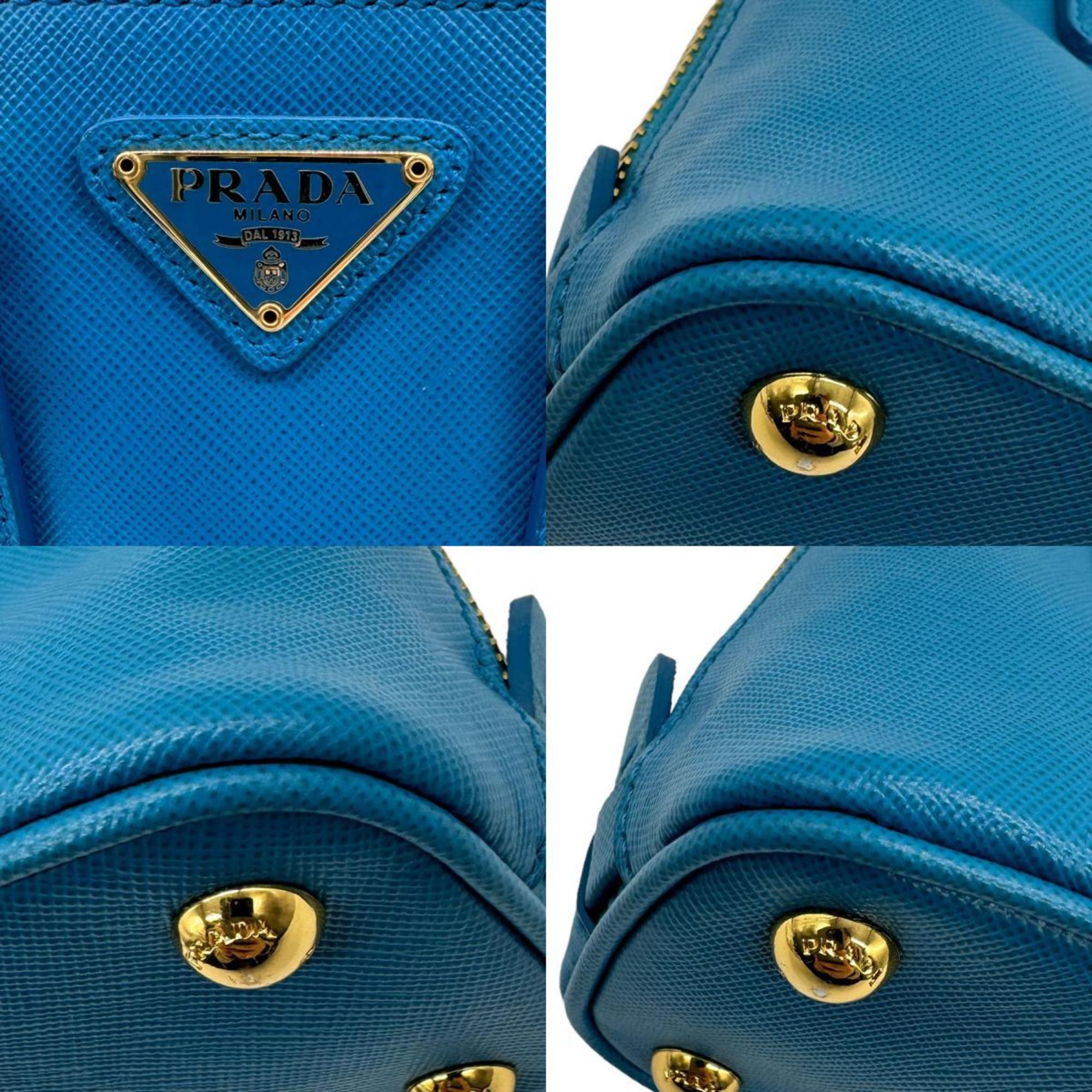 PRADA shoulder bag handbag leather blue ladies
