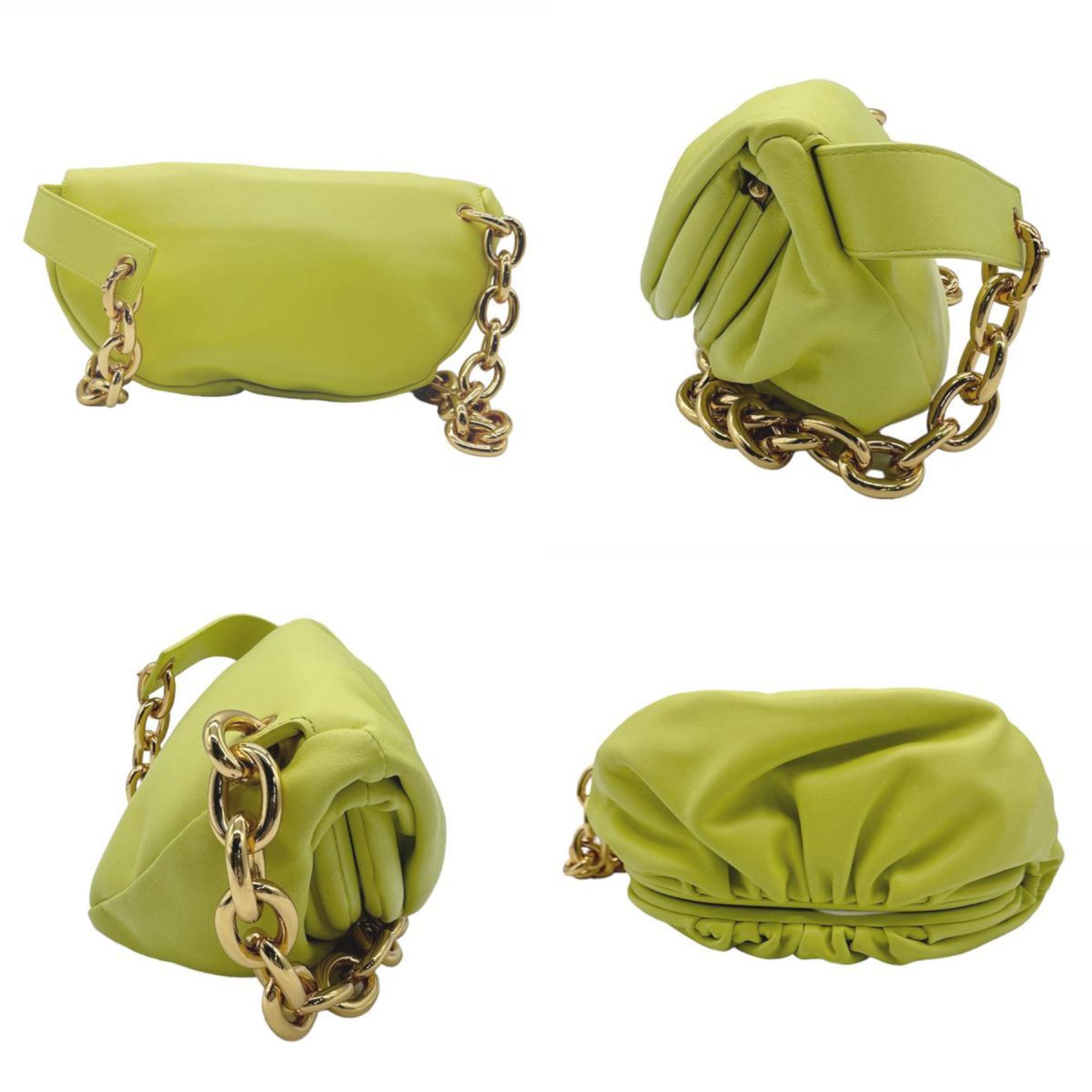 BOTTEGA VENETA Body Bag Shoulder The Pouch Chain Belt Leather Yellow Green Ladies